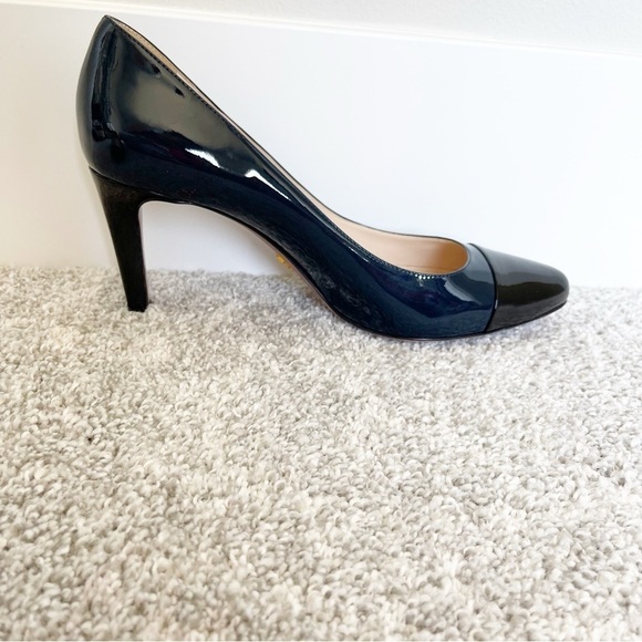 Prada Black and Navy Cap Toe Heels - Picture 4 of 10